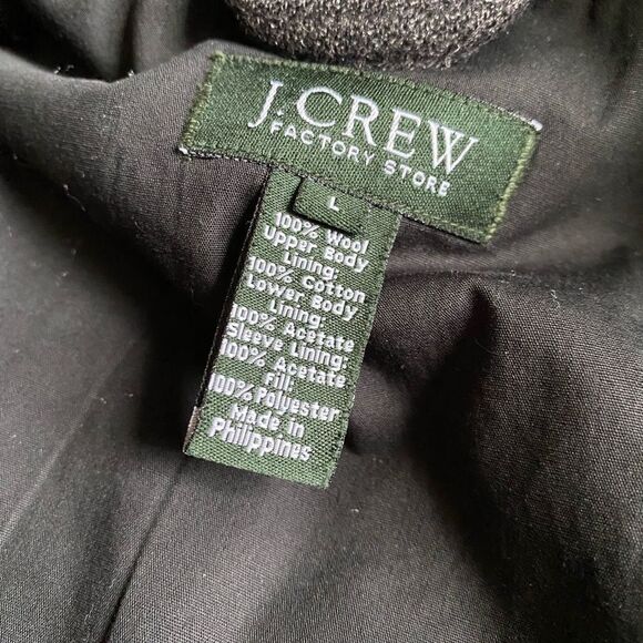 J. Crew Wool Coat Jacket Gray Button Front Lined Mens Size Large Professional - Picture 11 of 11